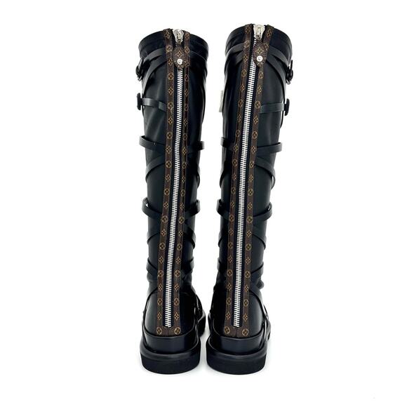 NIB Louis Vuitton A/W 2021 Runway Fornasetti LV Monogram Knee High Boots 37 - Picture 4 of 13